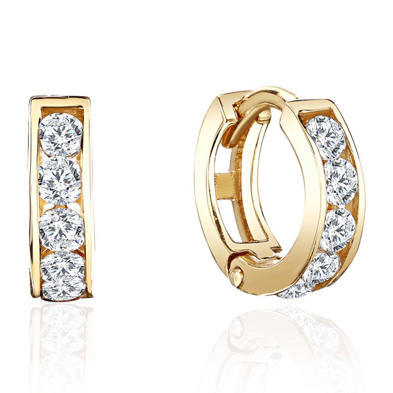 Серьга одиночная из желтого золота 585 пробы с фианитами 01С1316213