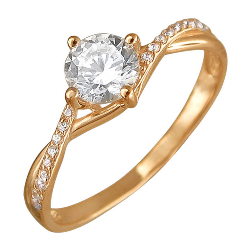 Кольцо из красного золота 585 пробы с фианитами 01К118637