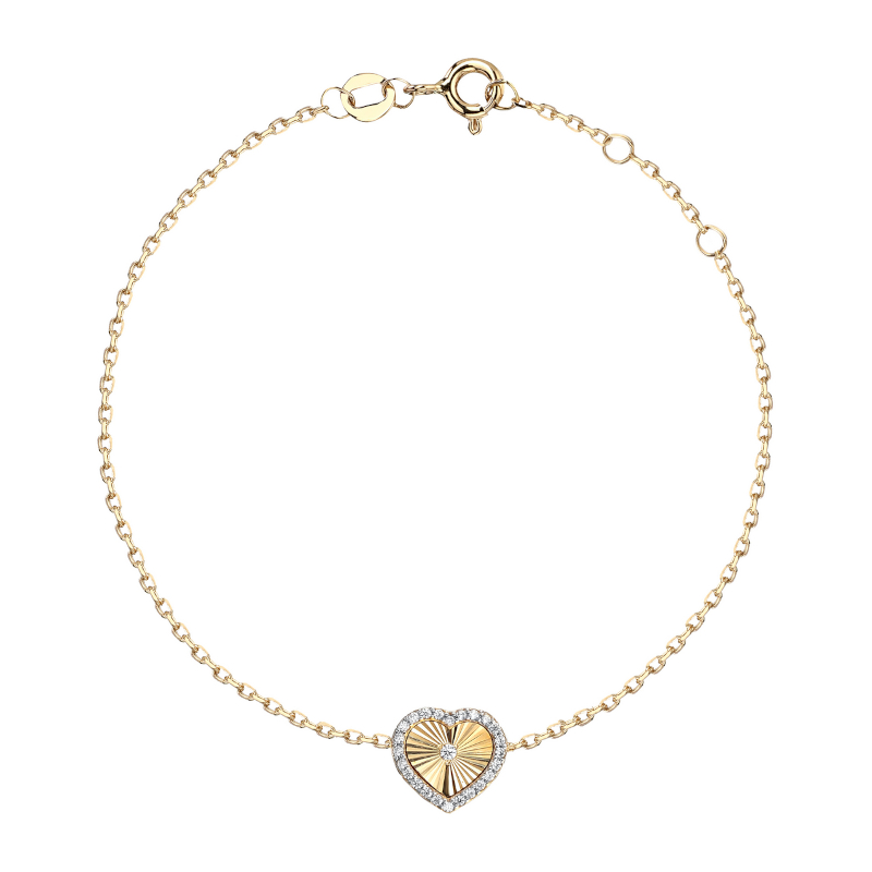 Браслет из желтого золота 585 пробы с фианитами 01Б133283