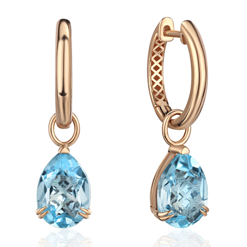 Серьги из красного золота 585 пробы с топазами 01С3116992-1