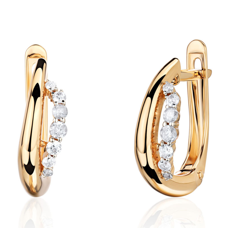 Серьги из желтого золота 585 пробы с бриллиантами 01С6316891Р