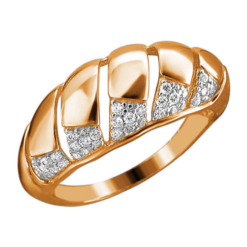 Кольцо из красного золота 585 пробы с фианитами 01К1113242Р