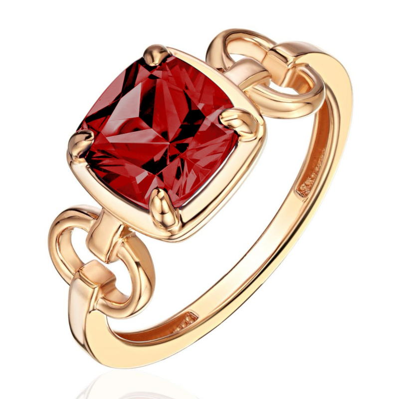 Кольцо из красного золота 585 пробы с гранатом 01К3115530-2