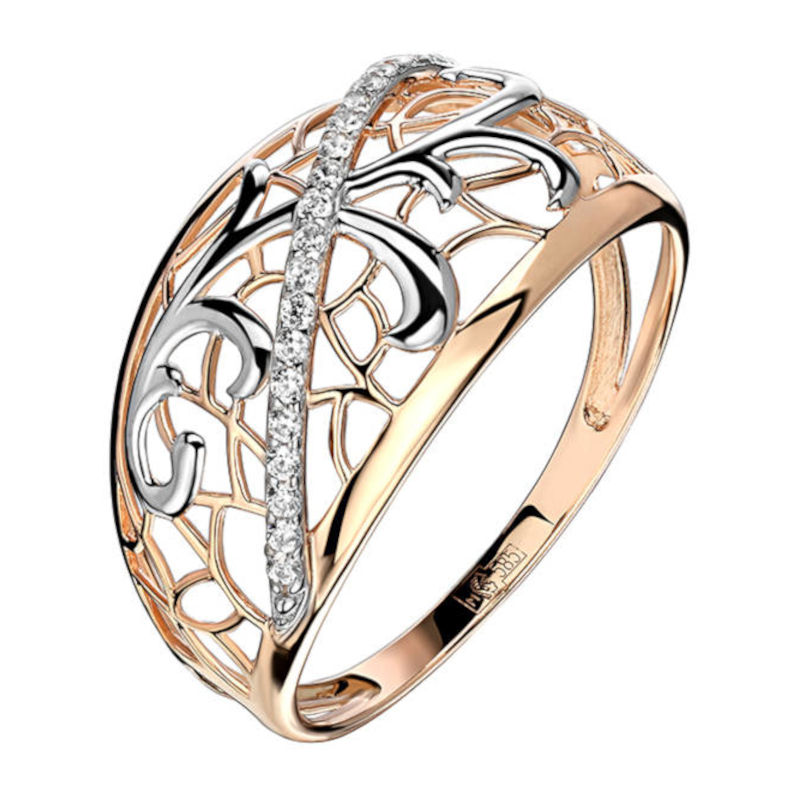 Кольцо из красного золота 585 пробы с фианитами 01К1112568Р