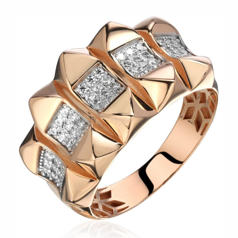 Кольцо из красного золота 585 пробы с фианитами 01К1115038Р