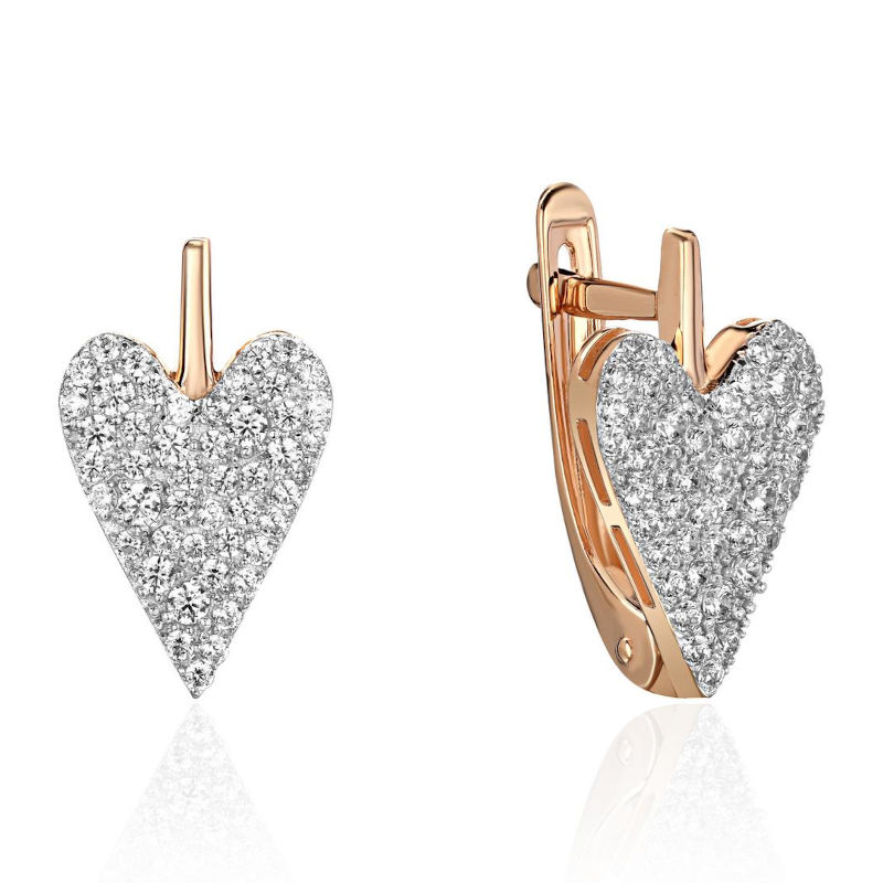 Серьги из красного золота 375 пробы с фианитами 01С1115496SР