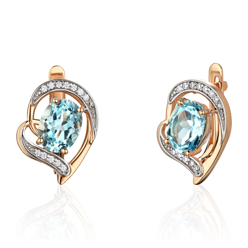 Серьги из красного золота 585 пробы с топазами и фианитами 01С3115510Р-1