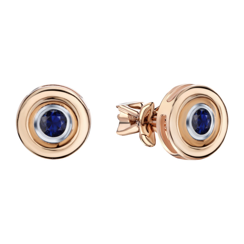 Серьги из красного золота 585 пробы с сапфирами 01С517568-3