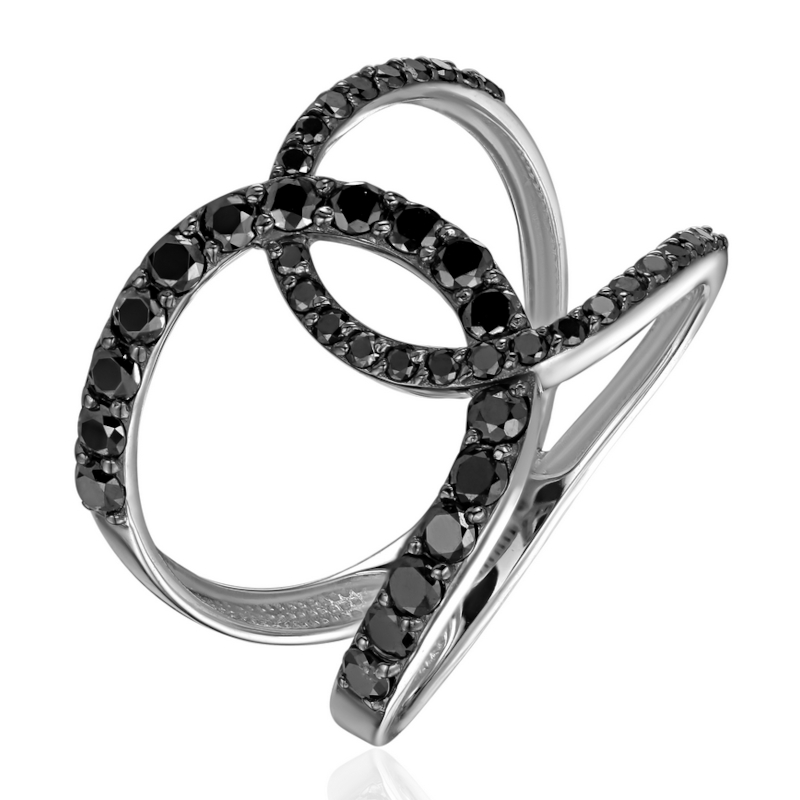 Кольцо из белого золота 585 пробы с бриллиантами 01К6217001ЧР-1