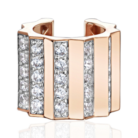 Серьга кафф из красного золота 585 пробы с фианитами 01С1116769Р