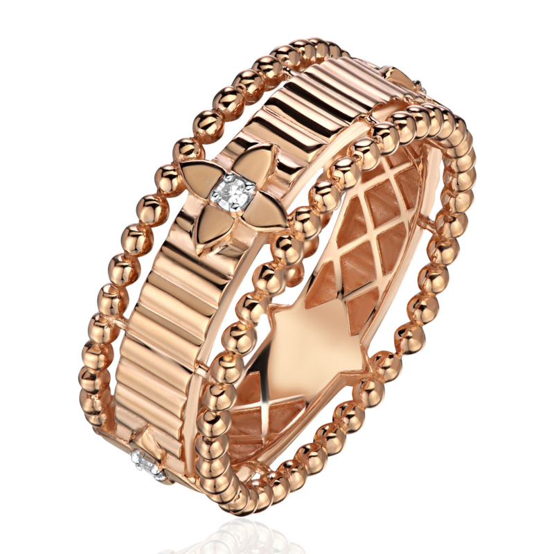 Кольцо из красного золота 585 пробы с бриллиантами 01К6116884-17