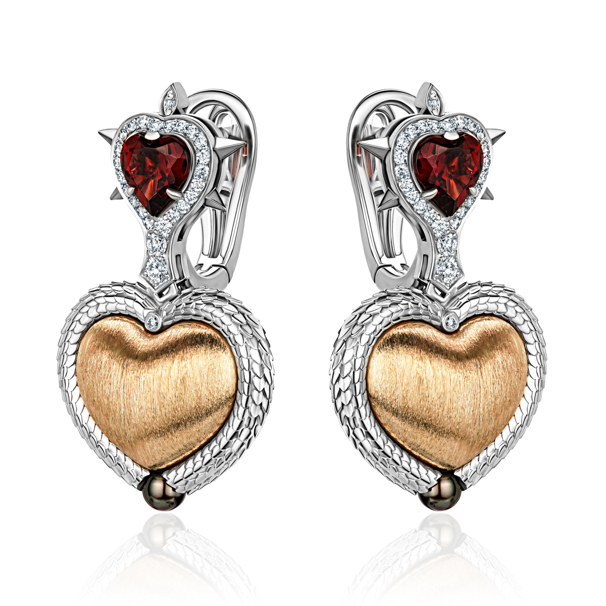 Серьги из комбинированного золота 585 пробы 01С6615828ЧРЖ-2