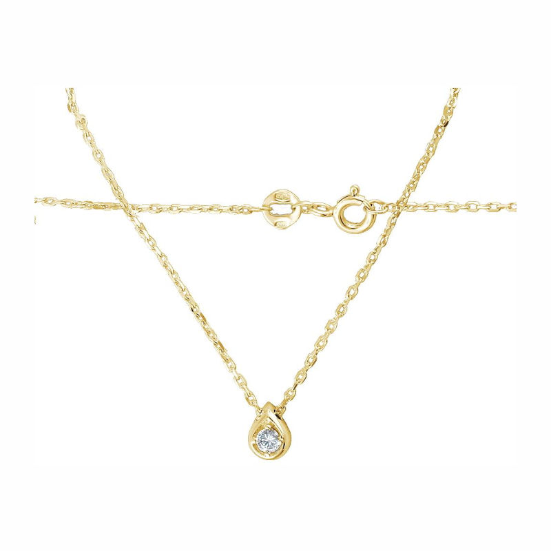 Колье из желтого золота 585 пробы с фианитом 01Л131750