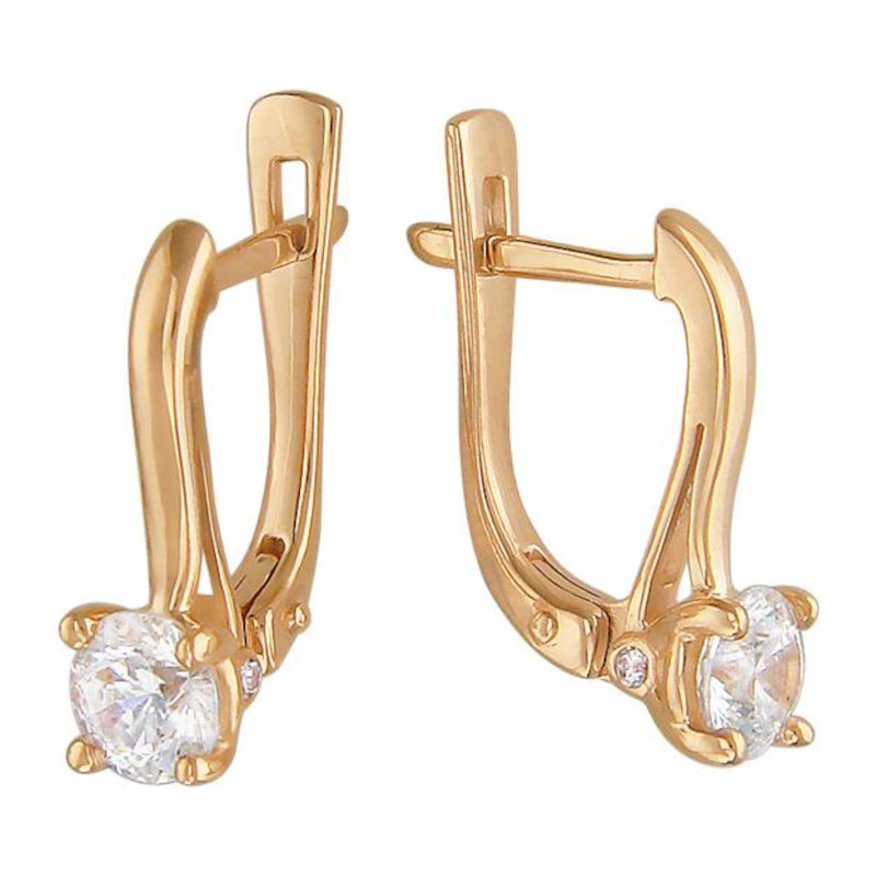 Серьги из красного золота 585 пробы с фианитами 01С119404
