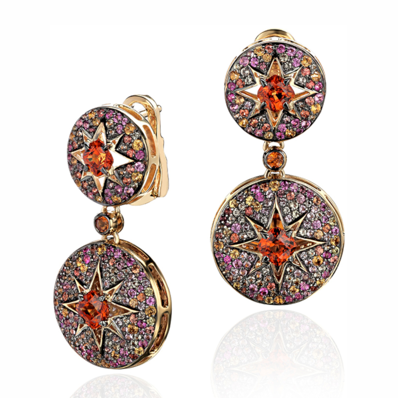 Серьги из желтого золота 585 пробы с сапфирами 01С5312542-5