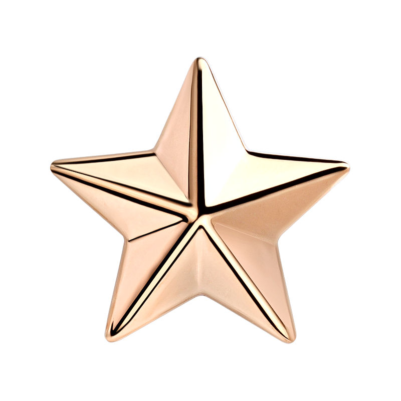 Звезда лейтенантская на погоны из красного золота 585 пробы без вставок 01В010008