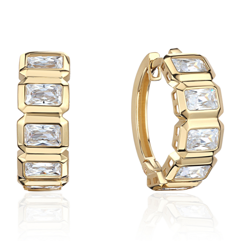 Серьги из желтого золота 585 пробы с фианитами 01С1316878