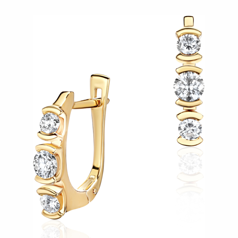 Серьги из желтого золота 750 пробы с бриллиантами 01С6431036