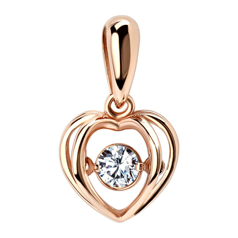 Подвеска из красного золота 585 пробы с фианитом 01П117964