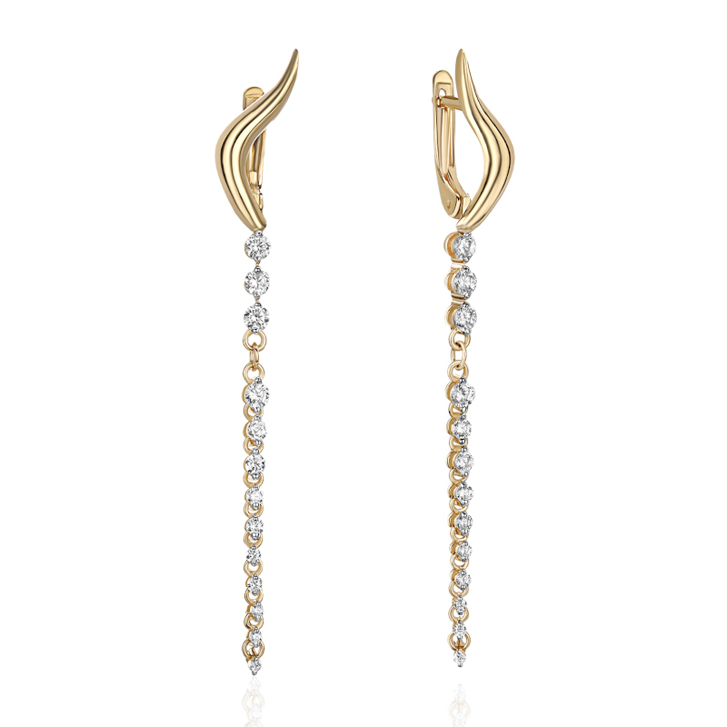 Серьги из желтого золота 585 пробы с фианитами 01С1316815Р