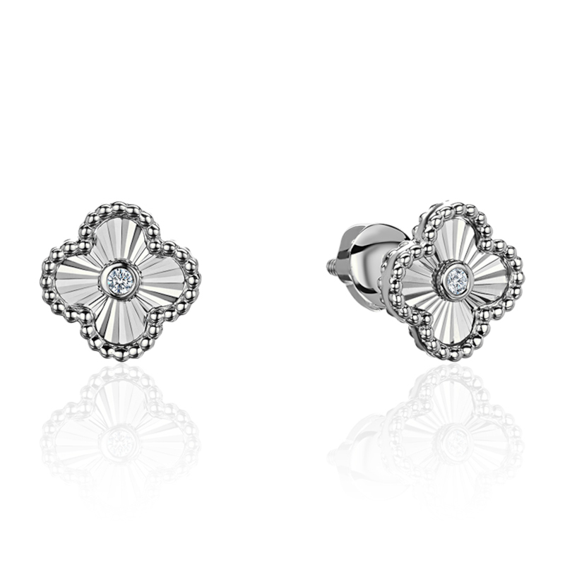 Серьги из белого золота 585 пробы с фианитами 01С1216335