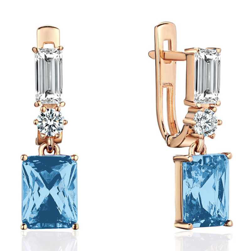 Серьги из красного золота 585 пробы с топазами и фианитами 01С3116862-7