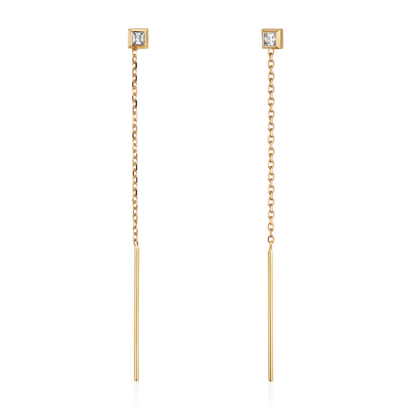 Серьги из желтого золота 585 пробы с фианитами 01С1316260