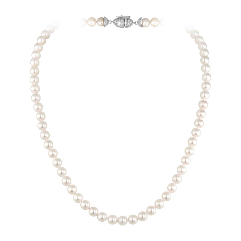 Колье из белого золота 585 пробы с жемчугом и бриллиантами 01Л6215653-1