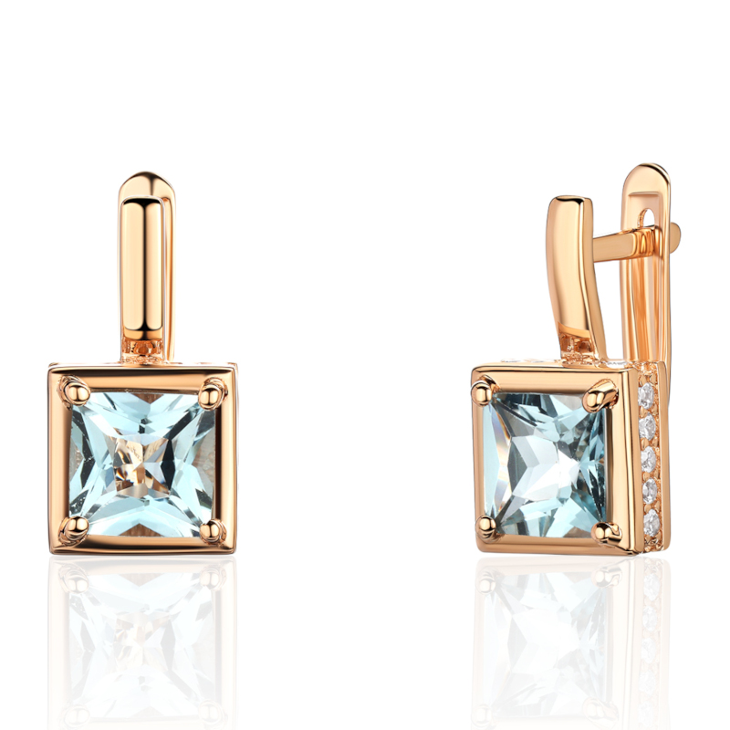 Серьги из красного золота 585 пробы с топазами и фианитами 01С3115409-1