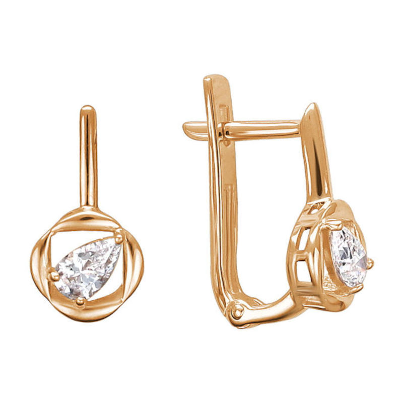 Серьги из красное золота 585 пробы с фианитами 01С1112771