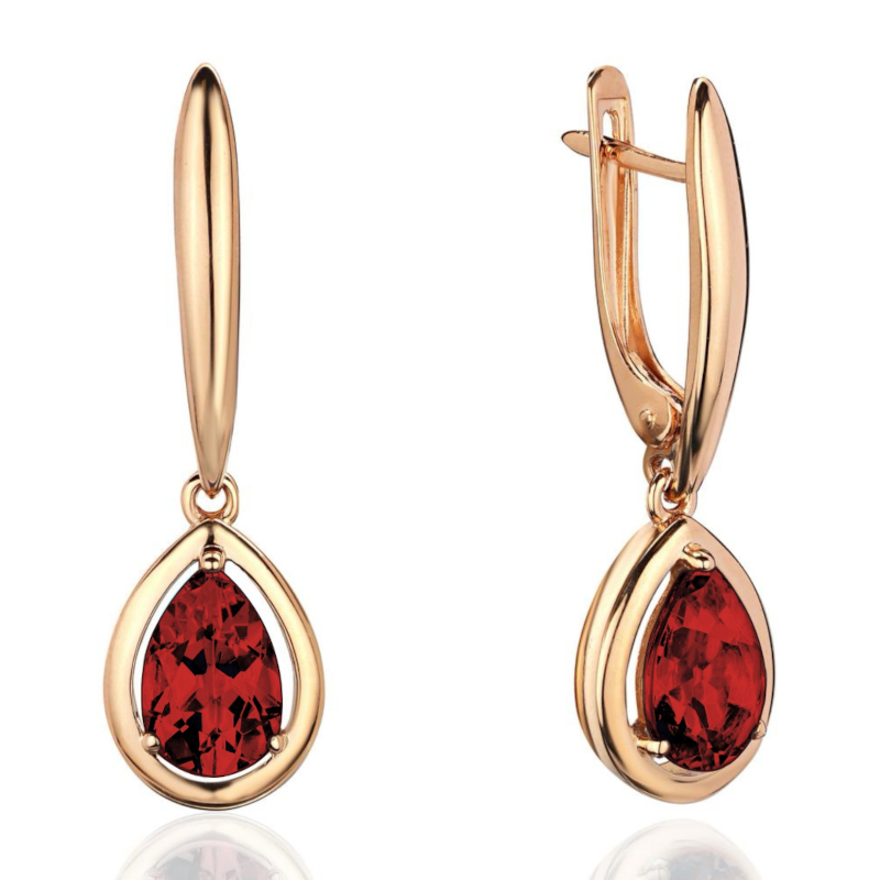 Серьги из красного золота 585 пробы с гранатом 01С3115340-3