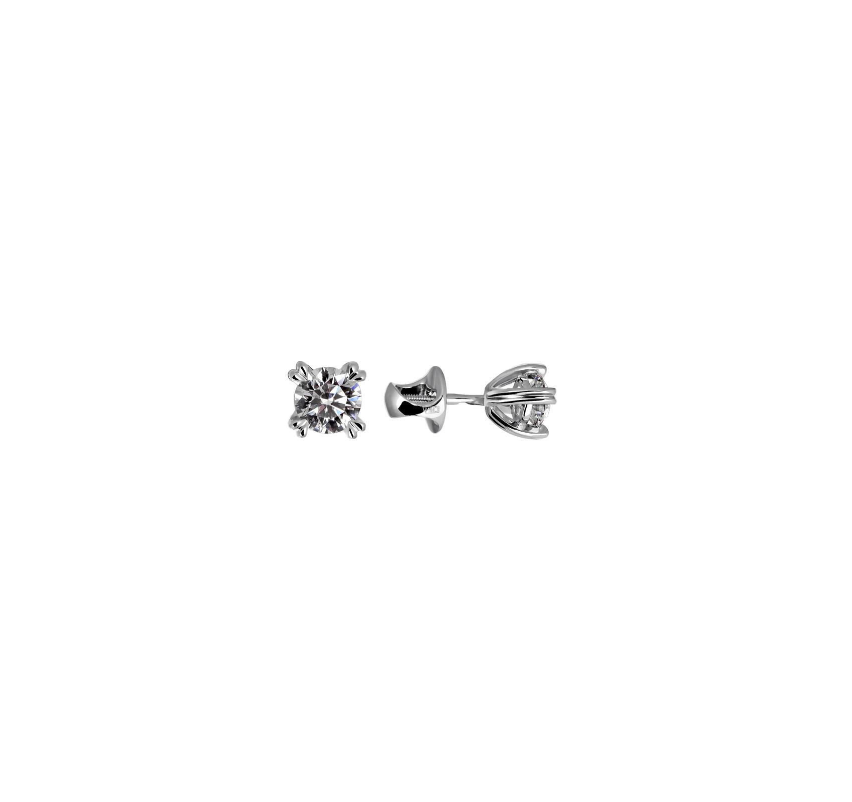 Серьги из белого золота 585 пробы с фианитами 01С128812