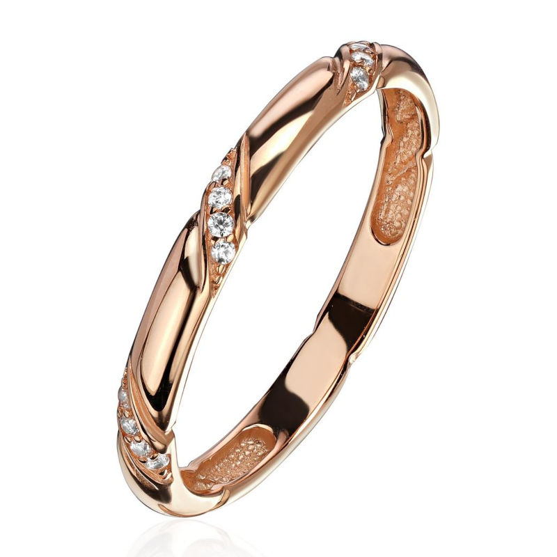 Кольцо из красного золота 585 пробы с бриллиантами 01К6114643-17 Кольцо из красного золота 585 пробы с бриллиантами 01К6114643-17