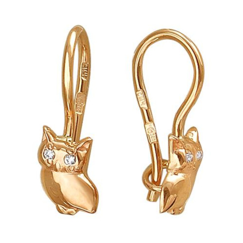 Серьги из красного золота 375 пробы с фианитами 01С119237S