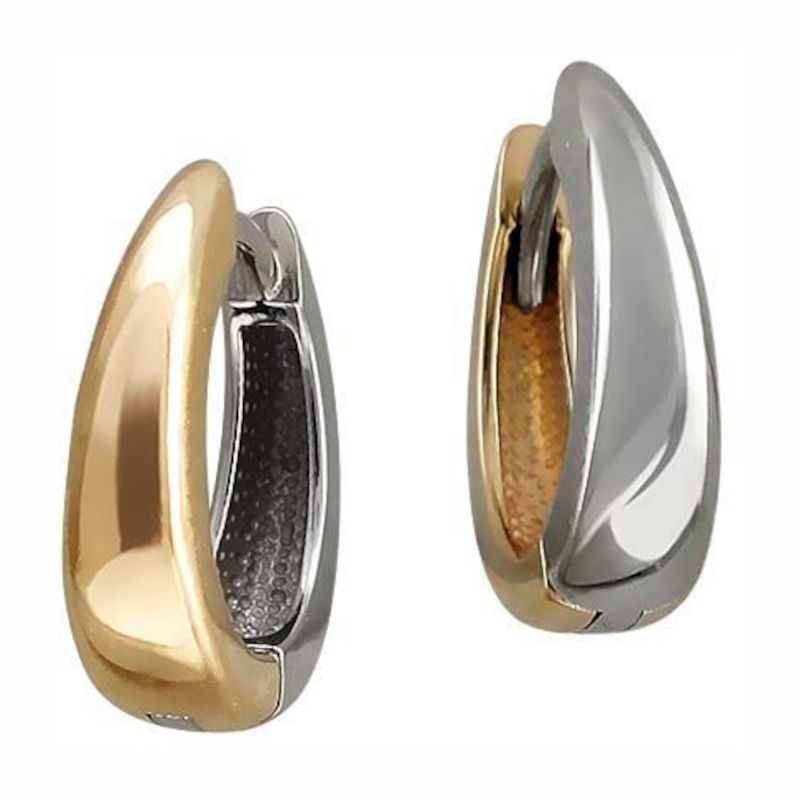 Серьги из комбинированного золота 585 пробы без вставок 01С067988Ж