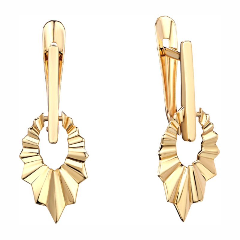 Серьги из желтого золота 585 пробы без вставок 01С0315871