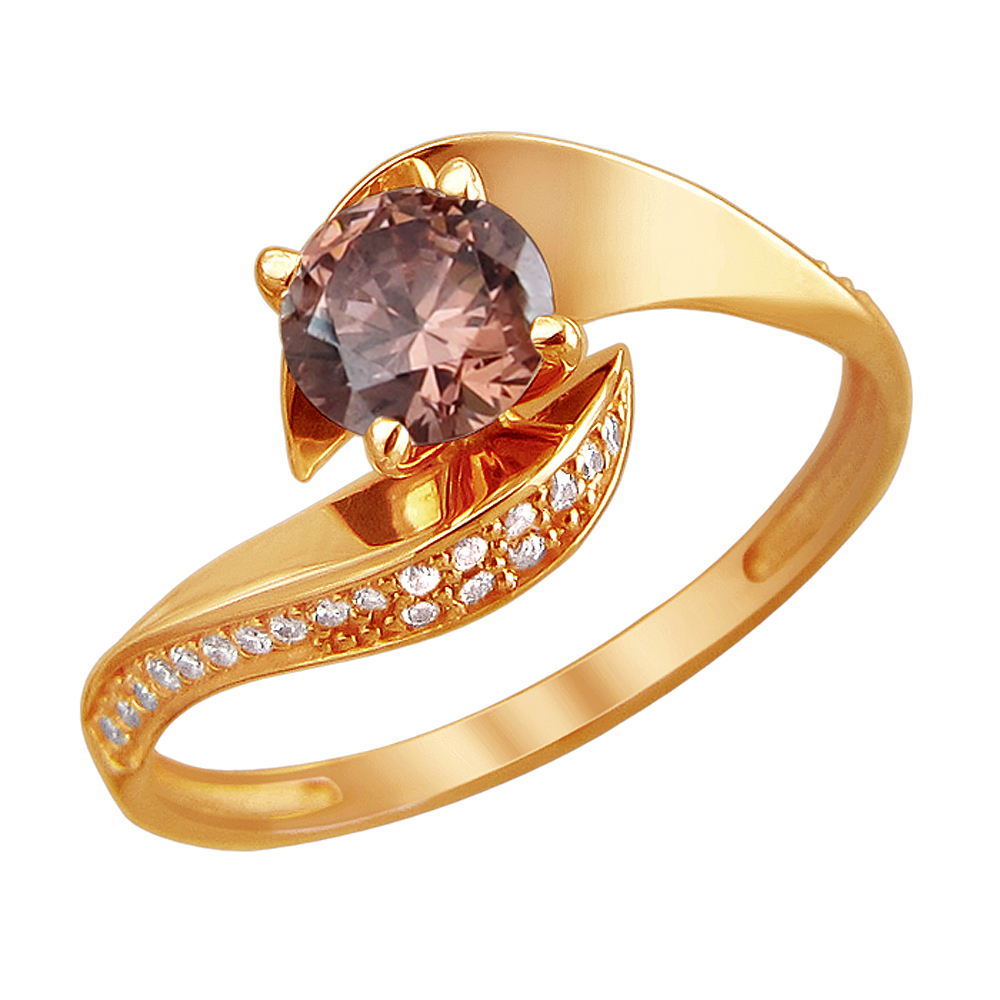 Кольцо из красного золота 585 пробы с фианитами 01К2112063-5