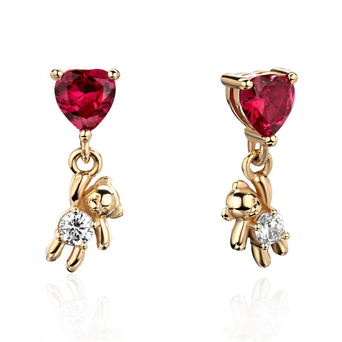 Серьги из желтого золота 585 пробы с корундом и фианитами 01С2314307-1