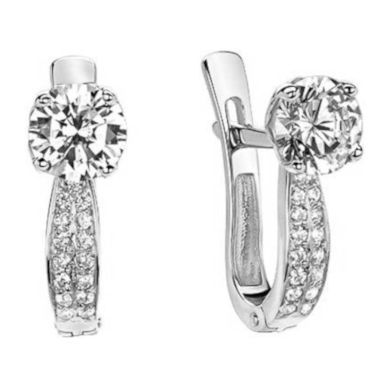 Серьги из белого золота 585 пробы с фианитами 01С124572 Серьги из белого золота 585 пробы с фианитами 01С124572