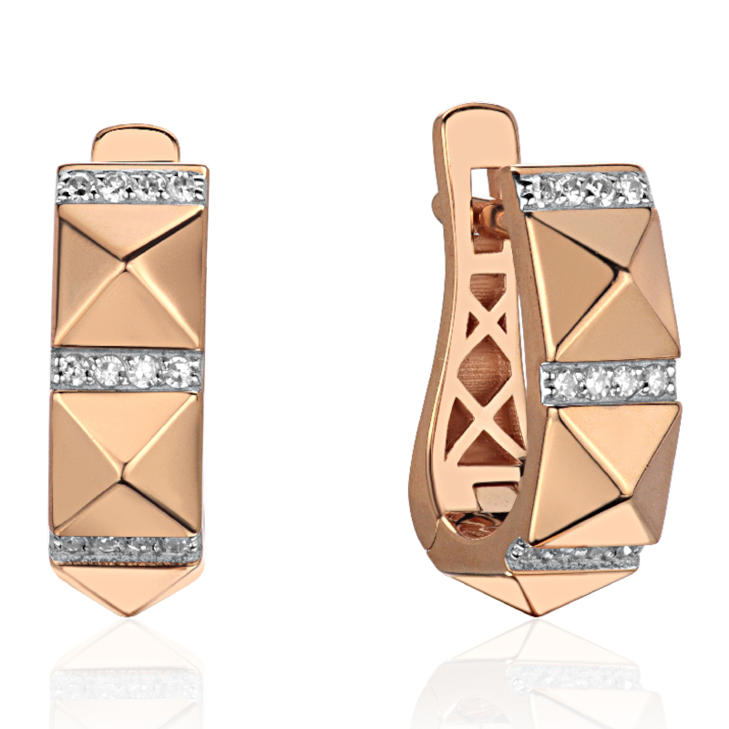Серьги из красного золота 585 пробы с бриллиантами 01С6117206Р-17