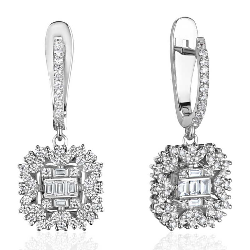 Серьги из белого золота 585 пробы с бриллиантами 01С6216613