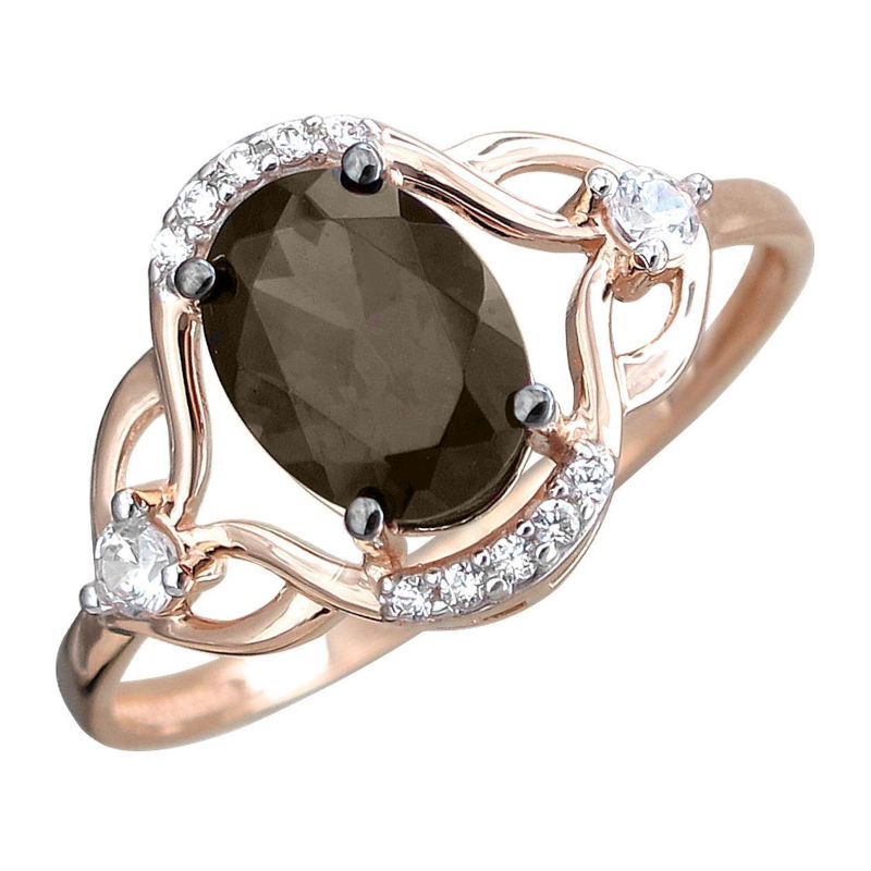 Кольцо из золоченого серебра 925 пробы с фианитами и топазом 01К3512181РА-3