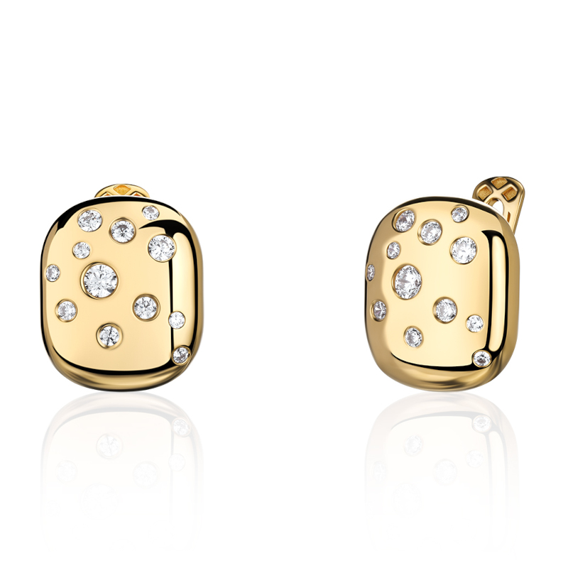 Серьги из желтого золота 585 пробы с фианитами 01С1316760