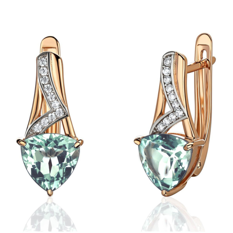 Серьги из красного золота 585 пробы с фианитами 01С2115369Р-2