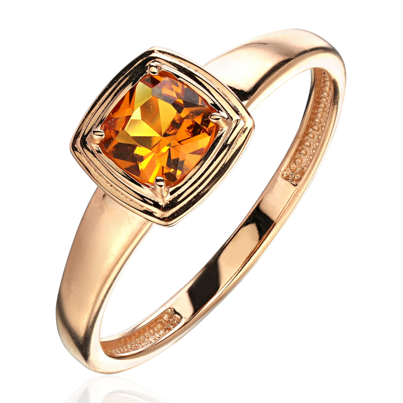 Кольцо из красного золота 585 пробы с наноцитрином 01К2115464-2