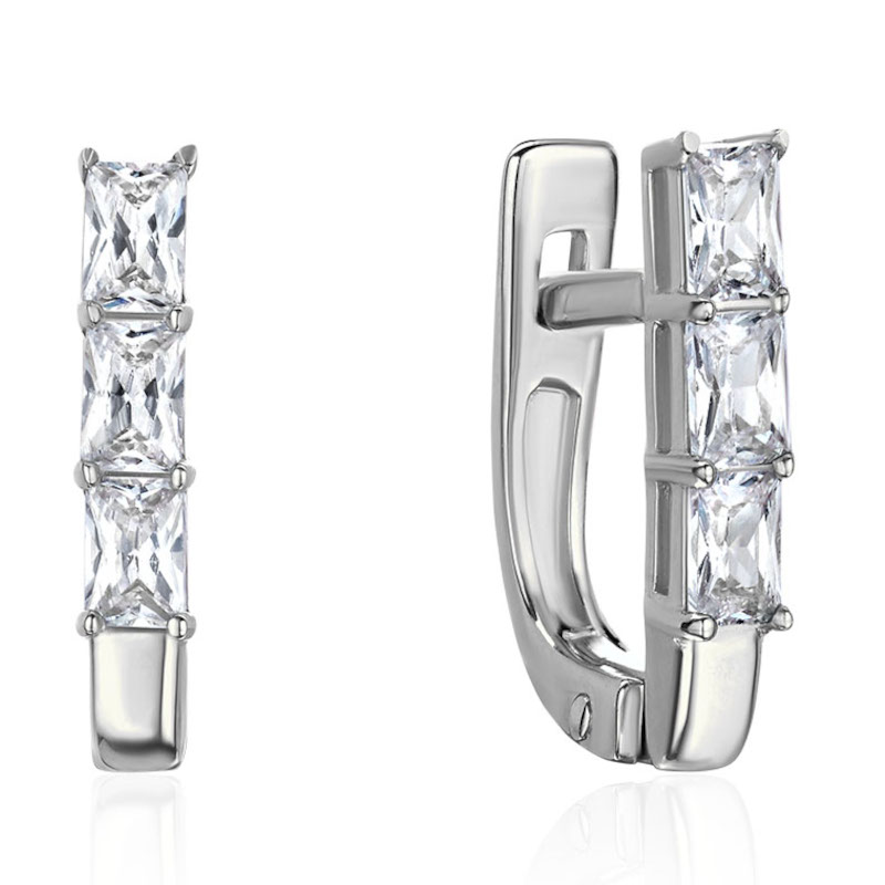Серьги из белого золота 585 пробы с фианитами 01С1217006