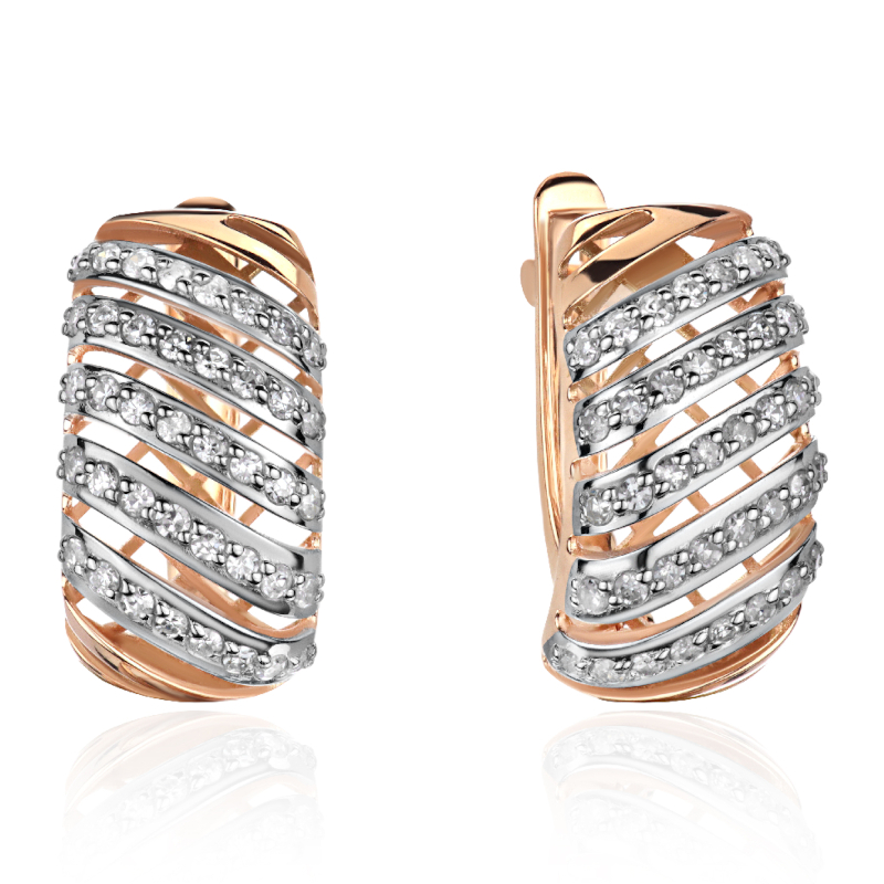 Серьги из красного золота 585 пробы с фианитами 01С1117115Р