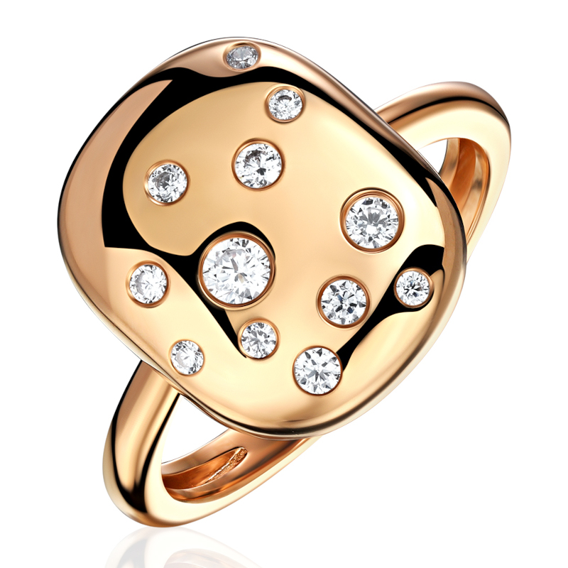 Кольцо из красного золота 585 пробы с фианитами 01К1115660