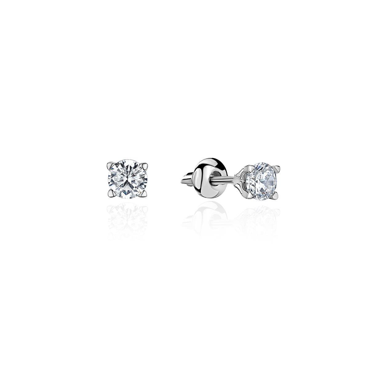 Серьги из белого золота 585 пробы с бриллиантами 01С624137