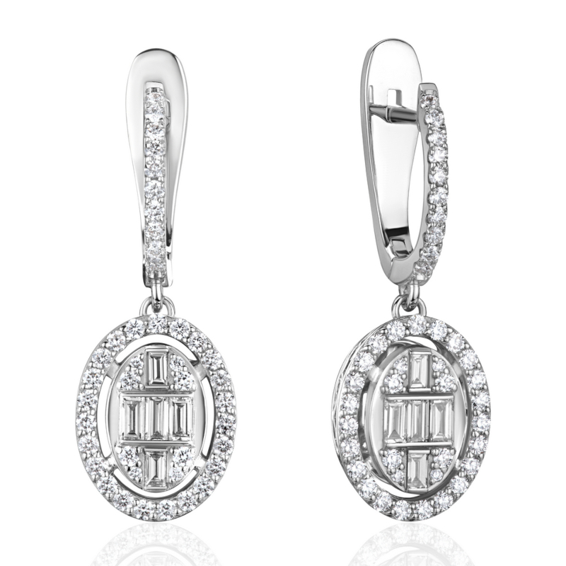 Серьги из белого золота 585 пробы с бриллиантами 01С6216616